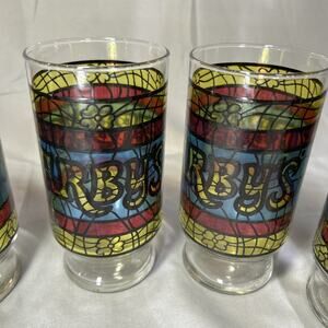 Lot Of 6 Vintage Stained Glass Arby’s Tumbler Glasses - 1970’s
